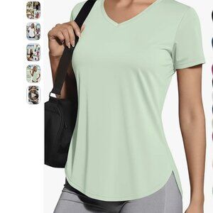 NWT Workout Shirt V Neck Quick Dry Top UPF 50+ Short Sleeve UV Medium